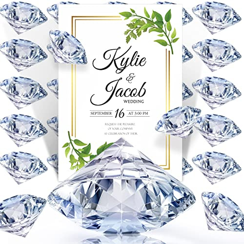 MTLEE 36 Pieces Diamond Place Card Holders Acrylic Number Holders for Wedding Crystal Table Card Stands Tabletop Stands for Weddings Baby Shower Table Decoration(Transparent White)