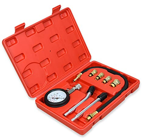 YRHome KFZ Kompressionstester Kompressionsprüfer Motorrad Auto Messgerät Test kit Verdichtungsmesser 0-20 bar oder 0-300 psi Benzinmotor Testgerät inkl. Koffer