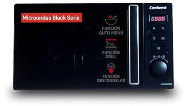 Corberó - Microondas Libre Instalación | CMICM8020DB | 20L | 700W | 5 Niveles de Potencia | Auto Menú | Grill | Control Mecánico | Descongelar | Plato Giratorio 255mm | Negro/Inox