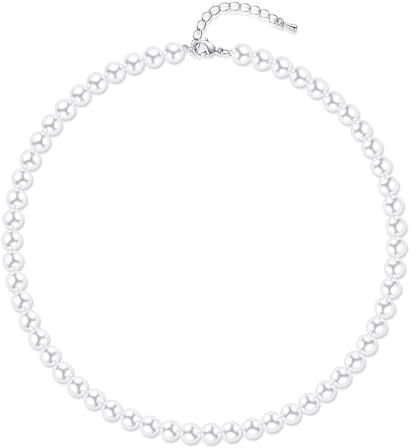 Aleasha Perlenkette Damen weiße perlenkette Kurze perlenkette mit 4mm Hochzeit Bräute Schmuck