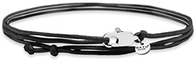 Nato Cuff - Bracciale Wrap avvolgente in Nylon a doppio involucro - Fatto a mano in Francia - Regolabile - Gioiello Uomo o Donna (Nero)