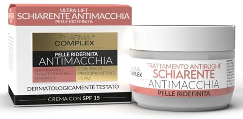 Crema Antimacchie Viso Schiarente, Crema Depigmentante Macchie Rimozione 50ml, Crema Viso Vitamina C-E ed Acido Mandelico Sbiancante Potente