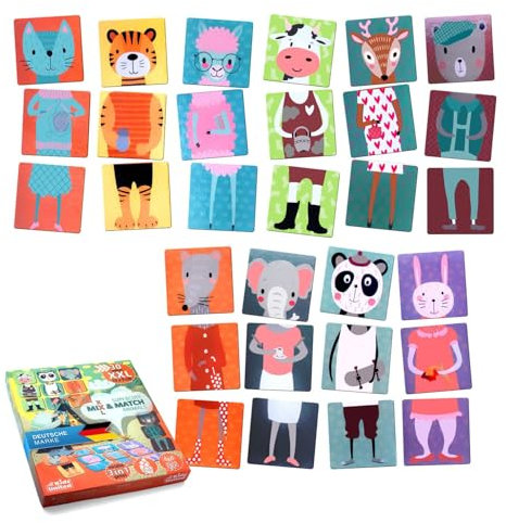 all Kids United® Mix & Match Tiere Kinder-Puzzlespiel; Kreatives Puzzle-Set Legekarten-Spiel zum Lernen & Spielen; Tierpuzzle mit XXL Legekarten