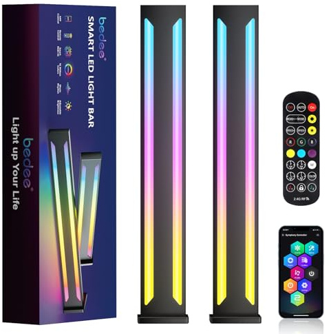 bedee Lampada LED RGB, Lampada Gaming, Smart Luci LED con 16 Milioni di Colori e Modalità Dinamiche, Smart light Bar Sincronizza con la Musica RGB Barra LED Retroilluminazione per TV, PC, Stanza
