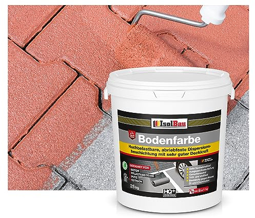 Isolbau Bodenfarbe - 25 kg - Boden- und Betonfarbe für Keller, Garage, Werkstatt - Wasserfeste Bodenbeschichtung für innen & außen - Ziegelrot (RAL)