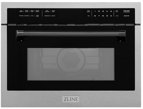 ZLINE Autograph Edition 24 in. 1.6 cu ft. Built-in Convection Microwave Oven in Satin Stainless Steel with Matte Black Accents (MWOZ-24-SS-MB)