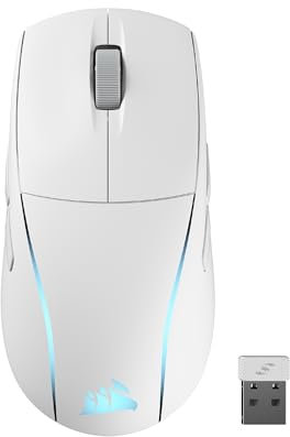 Corsair M75 WIRELESS RGB Lightweight FPS Gaming Mouse – 26,000 DPI – Swappable Side Buttons – iCUE Compatible – PC – White