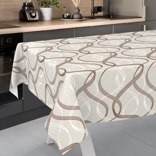 Mantel de Hule Lavable, para jardín, Exterior e Interior, 100 x 140 cm, Borde de Corte Ondulado