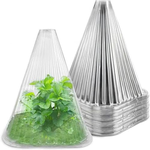KAHEIGN 20 Pièces Cloches pour Plantes de Jardin, 22CM x 19CM Couvercle de Cloche en Plastique pour Plante Mini Serre Réutilisable pour Protection Contre Soleil Neige Gel Oiseaux Insectes (Clair)