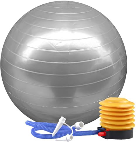 HOMURY Gymnastikball 45CM Yoga Ball: Anti-Burst Fitnessball Pilatesball mit Luftpumpe, Sitzball Balanceball Yoga Ball für Büro Zuhause Fitnessstudio Gymnastikbälle, Grau