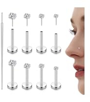 ADRAMATA Piercing läppar trådlös 14K guld piercing näsa kirurgiskt stål CZ piercing öra piercing näsa manet brosk piercing helix hypoallergen piercing labret 20G 18G 16G, 18G, Rostfritt stål