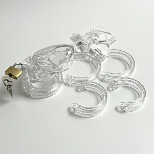 Chastity Penis Cage for Men, Breathable Chastity Device Made of Plastic, Sexual Wellness Chastity cage with Different Sizes Cock Rings Sex Toys for Male (Short Transparent)