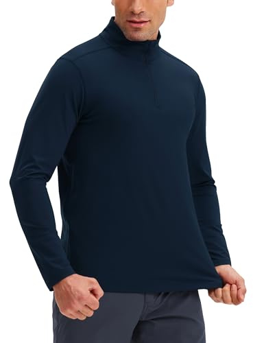 33,000ft Camiseta deportiva para hombre con cremallera 1/4, ligera, cuello alto, camiseta funcional, transpirable, para gimnasio, fitness, entrenamiento