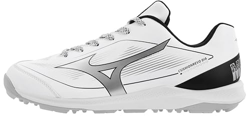Mizuno Unisex Cushionrevo Diamond Turf Shoe, White-Black, US Unisex 13