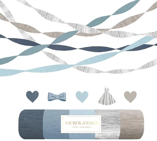 NICROLANDEE 5 rotoli di carta crespa blu polvere per matrimoni, compleanni, decorazioni Something Blue, addio al nubilato, sposa baby shower, sfondo o scatola fotografica