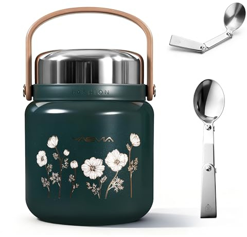 Yasvia 650ml Thermobehälter für Essen - Premium 316 Edelstahl Speisegefäß mit Löffel - Auslaufsicherer Warmhaltebehälter & Suppenbehälter to Go - Lunchpot für Büro, Uni & Freizeit, BPA-frei