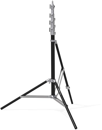 RAUBAY Supporto per luce da 3 m, stile angolare con cuscino d'aria, supporto regolabile per luce fotografica con livella a bolla e gamba angolare, treppiede salvaspazio per softbox, video e fotografia