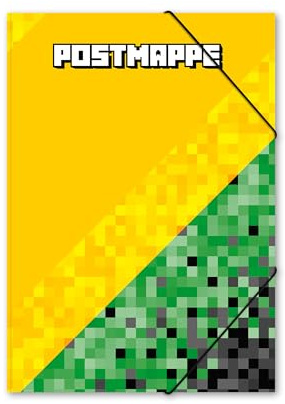itenga Carpeta postal de plástico resistente PP – Carpeta con goma con selección de motivos para niños DIN A4 con cierre de goma – Carpeta coleccionable con cierre de esquina (píxeles)