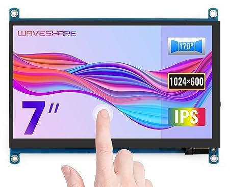 Waveshare 7 inch Display Capacitive Touchscreen HDMI LCD (H) 1024x600 Resolution IPS Monitor Supports All Raspberry Pi/Jetson Nano/Windows 10/8.1/8/7 PC/Game Console 7Zoll Mini Bildschirm