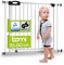 BOMI TÜV GS Siegel Variables Schutzgitter Merle | Zum Klemmen | 90° Stop | Kindergitter Metall-Türschutzgitter weiß Zum Klemmen | Automatisches Schließen des Türgitters | Breite: 135-143 cm