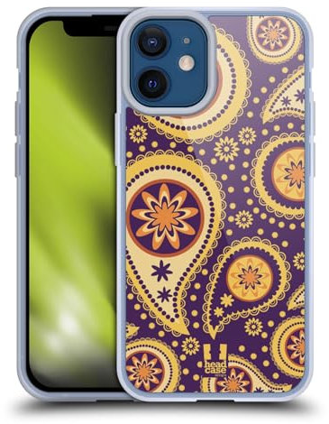 Head Case Designs Violett Paisley Muster Serie 2 Gelhülle [Militärischer Schutzgrad] Kompatibel Mit Apple iPhone 12 Mini Und Kompatibel Mit MagSafe