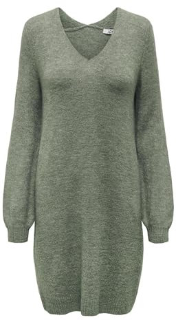 JdY Damen Jdy elanora L/S V-hals kjole Knt Noos Kleid, Kalamata /Detail:melange, L EU