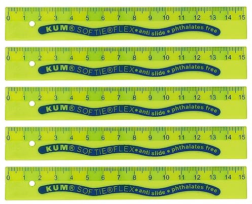 KUM AZ2250116-G – linjal 15 cm flexibel, L1 softie flex, 5 stycken, grön, av plast, halkfri
