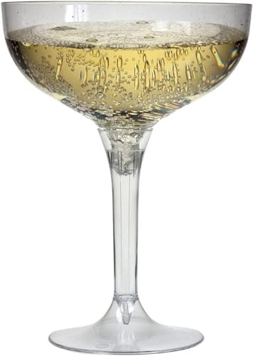 Regalzone 20 x Clear Recyclable 2 Piece Champagne Coupe/Cocktail Glass 205ml- Polystyrene