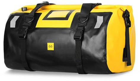 Shkalacar Motorcycle Dry Bag, Duffle Bag For Travel Waterproof Large Capacity 40L/66L with Roll Top Closure, Shoulder Straps, Reflective Design Yellow, Black, Army Green