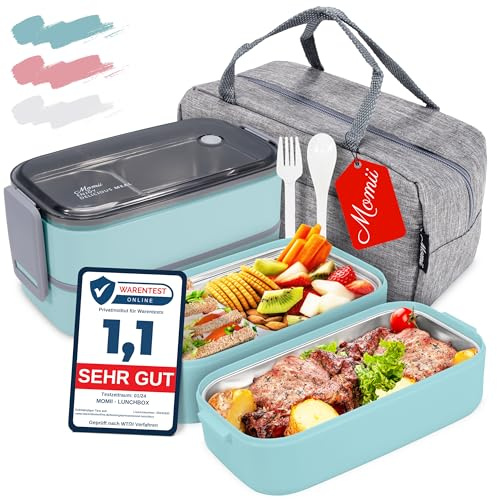 Premium Lunchbox erwachsene Bento box edelstahl Brotdose kinder mit fächern Brotdose erwachsene kindergarten lunch box Jausenbox kinder Brotdosen Brotzeitbox bananenbox essensbox Brotbox (Hellblau)