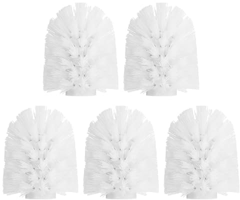 QUARKZMAN 5 Stück Innengewinde WC Ersatzbürstenkopf 15mm, Toilettenbürsten-Reinigungskopf Kugelförmig Ersatz WC Bürstenkopf Klobürste Ersatzbürstenkopf Klobürstenkopf Ersatz Weiß