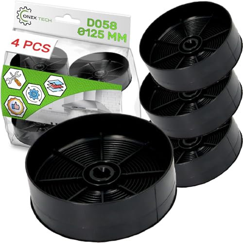 4 Pièces Сharbon Filtre Hotte Aspirante D058 Ø125 mm avec Code Original 1120506172 33005513 9029798809 90421336 pour Zanussi pour Aeg pour Electrolux - Garantie de 5 Ans - ONIX TECH
