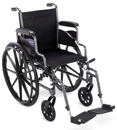 Invacare Wheelchairs for Adults, Flip-Back Padded Desk-Length Arm, Swing-Away Footrests, Portable, Folding, Lightweight Design, Vinyl Upholstery, 18-Inch Seat, 300-lb Capacity Manual Wheelchair