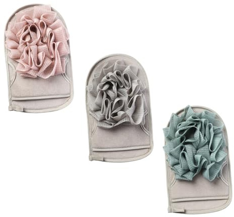 PAMINGONO Juego de 3 Guantes de Baño Exfoliantes para Niños Fibra y Pe, Produce Espuma y Suaviza la Piel, Adecuado para Brazos y Espalda en Ducha Diaria Color Aleatorio