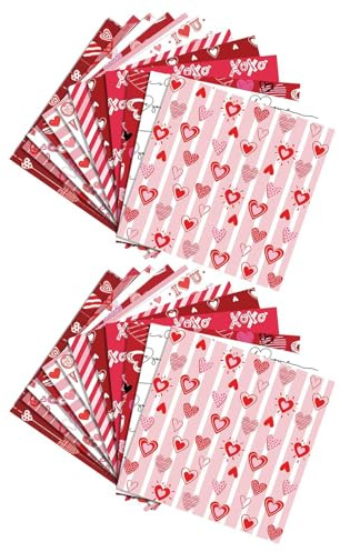 lisutupode Rosa hjärt-Scrapbookpapper, alla hjärtans dag-mönsterpapper – rosa scrapbookpapper, alla hjärtans dag specialpapper, dubbelsidigt kartongpapper, hjärta kärlek pysselpapper för bröllop och