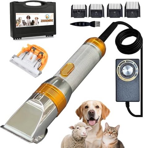 Heavy Duty Pet Grooming Clippers,Powerful 36V Motor for Thick Coats, Professional Grooming Shears Fur Hair Trimmers Tool for Dogs, Sheep, Horses, Livestock & Cats (Silver)