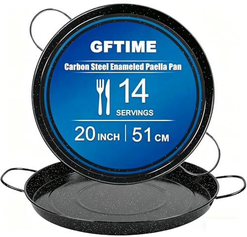 GFTIME Enameled Paella Pan –51cm Paella Pan, Non-Stick for 14 Servings, Perfect for Mediterranean & Spanish Dishes, Suitable for Gas & Electric Stoves (Not Induction)