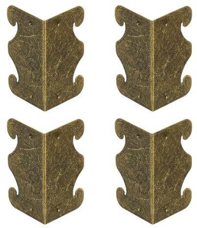 QUARKZMAN 4 Pezzi Proteggi Angoli Battiscopa, Copriangolo Decorativo Vintage In Metallo Per Mobili In Legno Tavolo Armadietto Cassetto, Bronzo