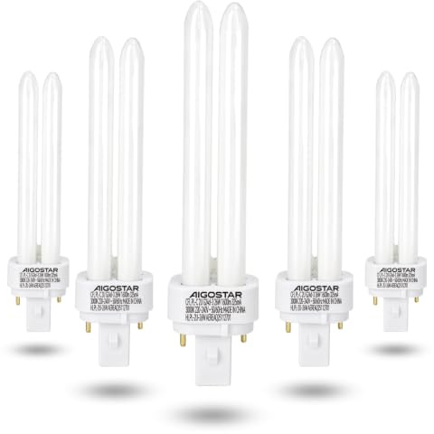 Aigostar - Pack de 5 Bombillas PLC Tubo， 26W， Maiz G24-3， 2 Pines， Luz blanca cálida 3000K， 1670Lm， No regulable