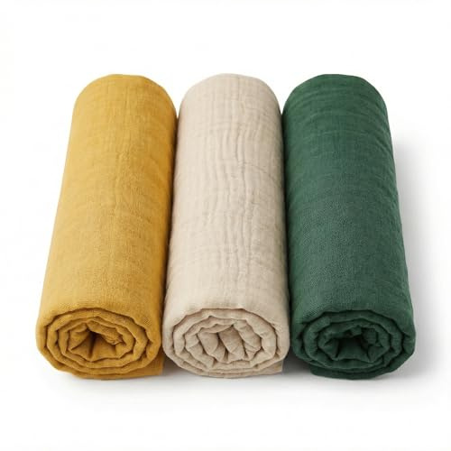 BABYSAFE Mussole Neonato Cotone Biologico 80x70cm a Doppia Garza, Pacco da 3 - Copertina Neonato Cotone Morbido e Traspirante a Certificato OEKO-TEX, Made in Europe