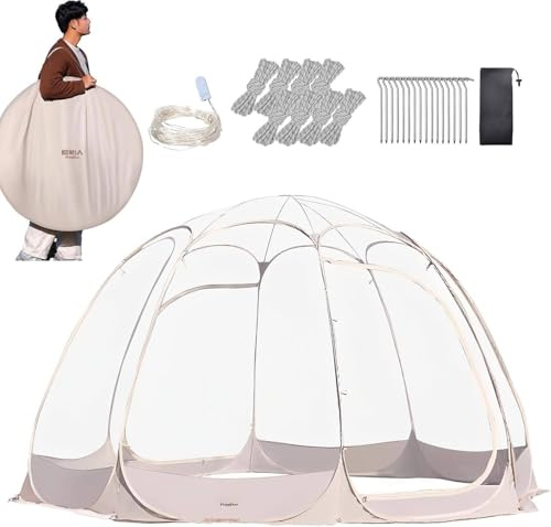Gazebo a forma di igloo, pieghevole, istantaneo, per eventi all'aperto da 8 a 10 persone, baldacchino UV per campeggio, feste in giardino e osservazione delle stelle