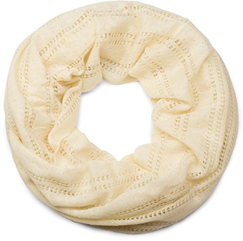 styleBREAKER Loop Schal mit Lochstrick Muster, Vintage Schlauchschal, Tuch, Unisex 01017045, Farbe:Creme-Beige