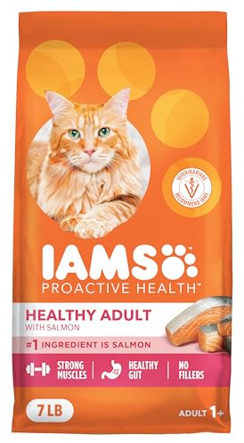 IAMS Proactive Health Dry Cat Food, Healthy Cat Food Dry Recipe for Adults, Salmon, 7 lb. Bag