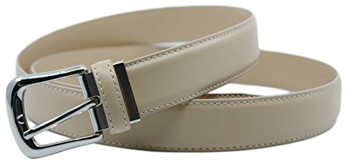 YEHMAN Ceinture classique 3 cm en croûte de cuir de vachette ajustable boucle argenté à ardillon 120 cm