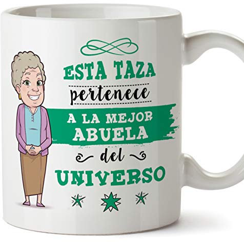 MUGFFINS Taza Abuela - Esta Taza Pertenece a la Mejor Abuela del Universo - Taza Desayuno/Idea Regalo Original/Día de la Madre para Abuelitas. Cerámica 350 mL