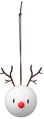 Hoptimist Reindeer Bumble – 2er Set Weihnachtsanhänger - Skandinavische Rentier Deko zum Aufhängen - Lustige Weihnachtsdeko & Geschenkidee aus ABS - Ø6 cm - Weiß