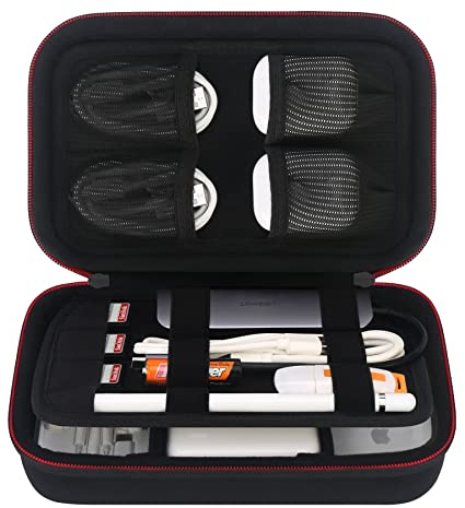 Elonbo Sac Rangement Accessoires Électroniques Pochette Câble Étanche Sacoche Protection de Voyage Antichoc Organisateur pour Disque Dur Externe, Chargeur, Câbles, Objets, Adaptateurs, USB, Noir