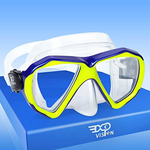 Kinder Taucherbrille, 180° Anti-Beschlag Kinder Schwimmmaske Gehärtetes Glas Schwimmbrille mit Nasenschutz Anti-Leck Tauchmaske für 4-15 Jungen Mädchen Jugend (Gelb)