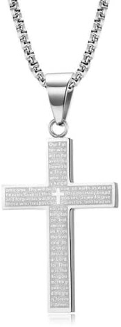 Collier Croix pour Homme en Acier Inoxydable - Pendentif Croix Acier Inoxydable avec Chaîne Réglable - Bijoux Chrétien Catholique - Idéal pour Hommes, Femmes et Adolescents
