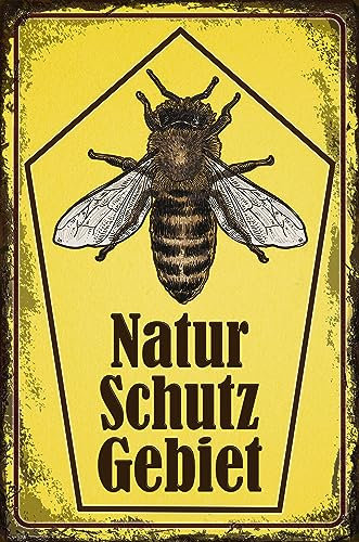 Cartello da giardino resistente alle intemperie, stabile per esterni – Cartello di avvertimento: riserva naturale – cartello in alluminio Dibond resistente alle intemperie, 30 x 20 cm (api)
